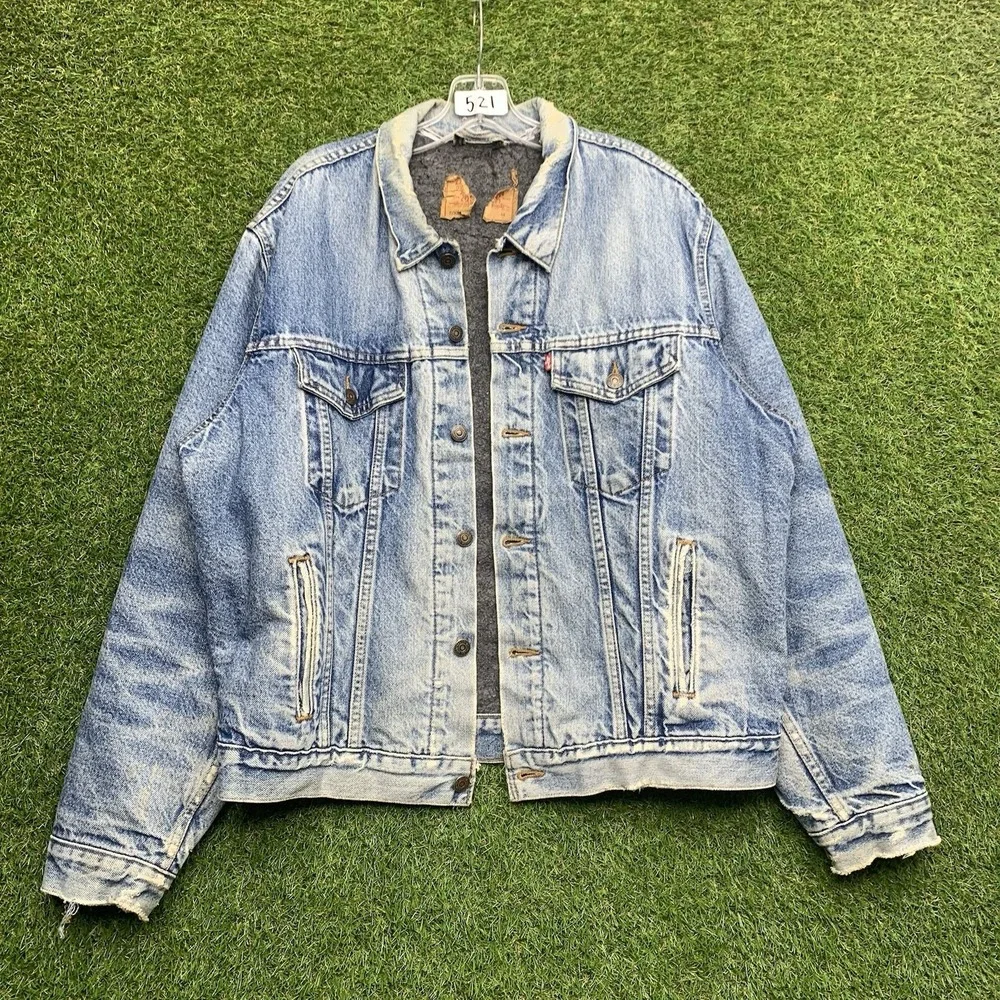 Vintage Levis Trucker Jacket Mens 44 Blanket Lined Denim 70506 0316 USA Made
